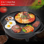 Life-is-Licious Hot-Pot & Grill - Bakplaat - Hot Pot - Grill plaat - Gourmetstel - Gourmetten -Korean BBQ -Sukiyaki - TomYang BBQ - Chinese fondue -Shabu Shabu  - Funcooking- Bouillon - Fondue 1- 4 personen - Anti aanbaklaag