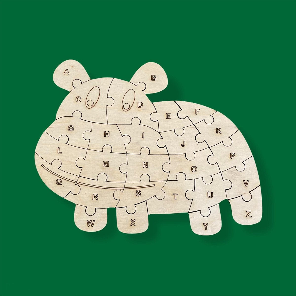 Kinder Puzzel - Hout - Nijlpaard - Puzzels - Leren - 24x19 cm - Kinderen - Puzzel - Speelgoed - Ontwikkelen - Kinderen - Kleuter - Peuter - Knutselen - Speelgoed - Jongen - Meisje - Speelgoed Jongens - Speelgoed Meisjes