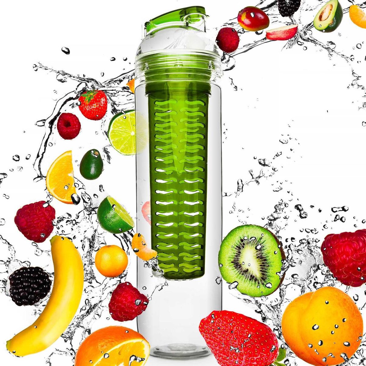 #DoYourFitness - Fruitwater fles - »FruitBottle« - Fruit infuser voor fruitpunches / groente spritzers - 800ml - groen