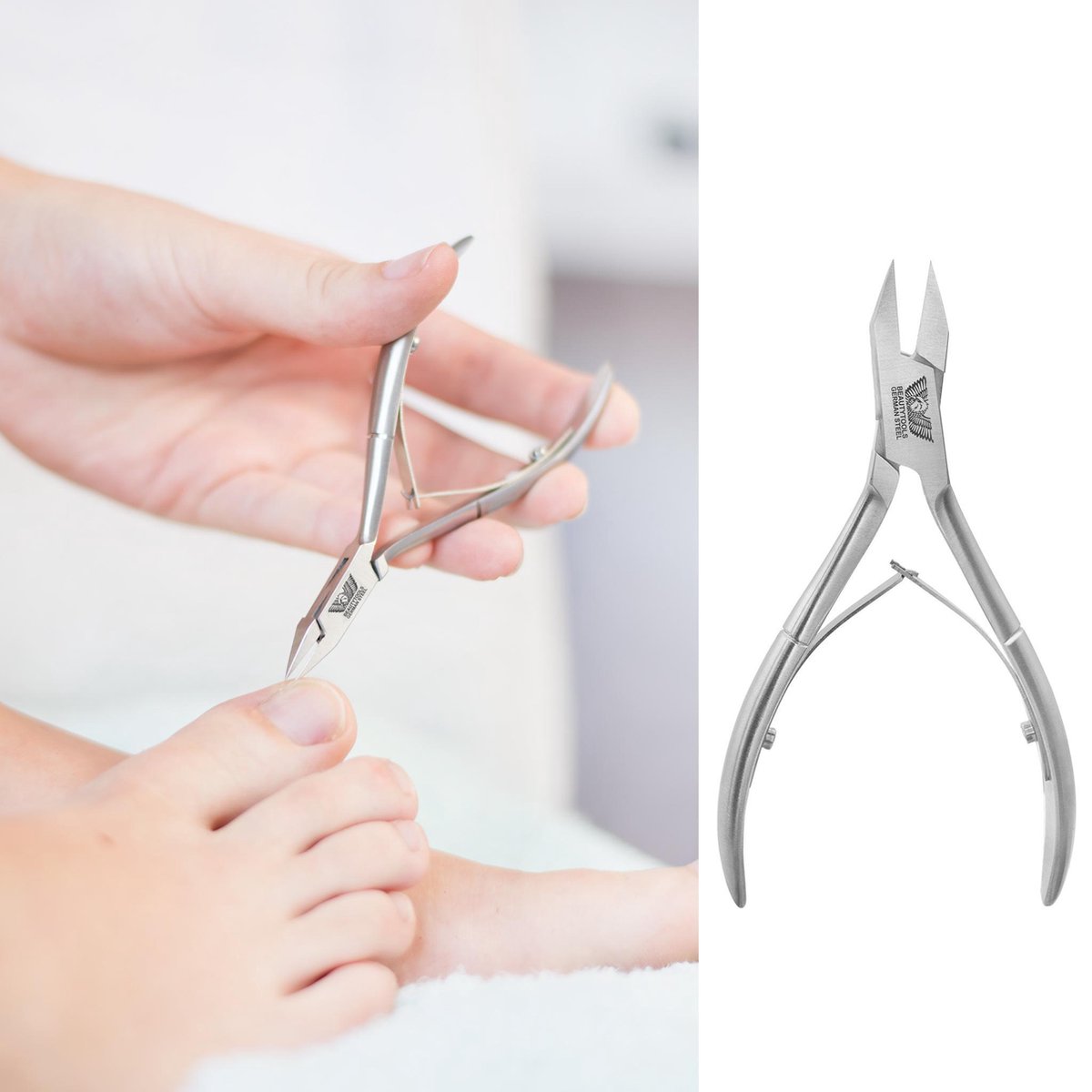 BeautyTools INOX Nagelknipper/Nageltang Met Spitse Bek Voor Nagelhoekjes - Hoektang (Voor Ingegroeide Teennagels) - 14 mm Rechte Bek (NN-0164)
