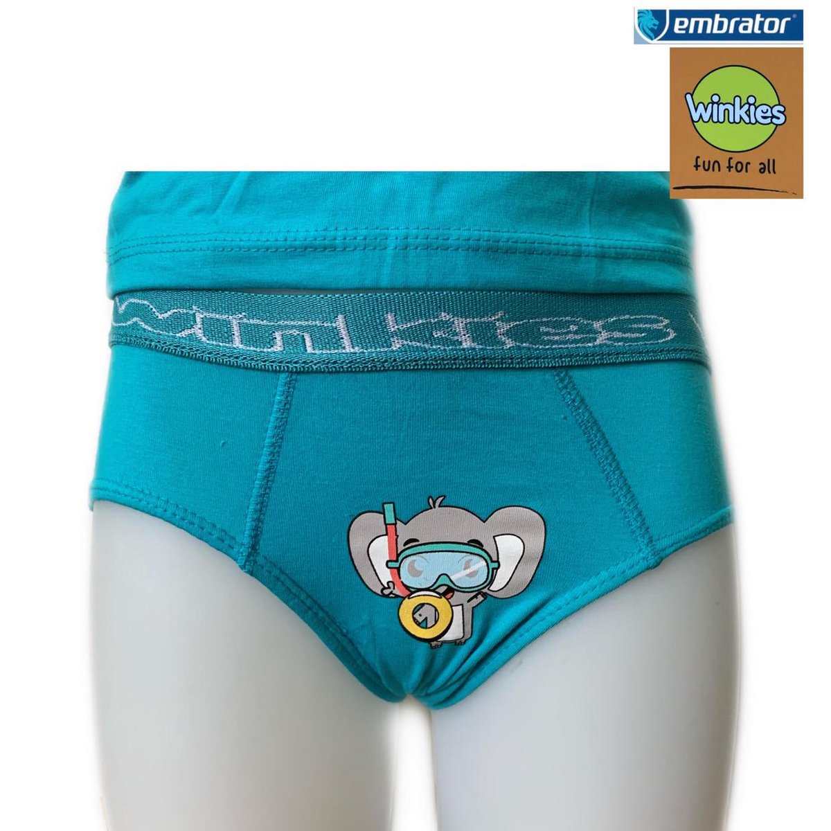 Embrator 2-stuks jongens Slip met opdruk turquoise Duikbril 98/104