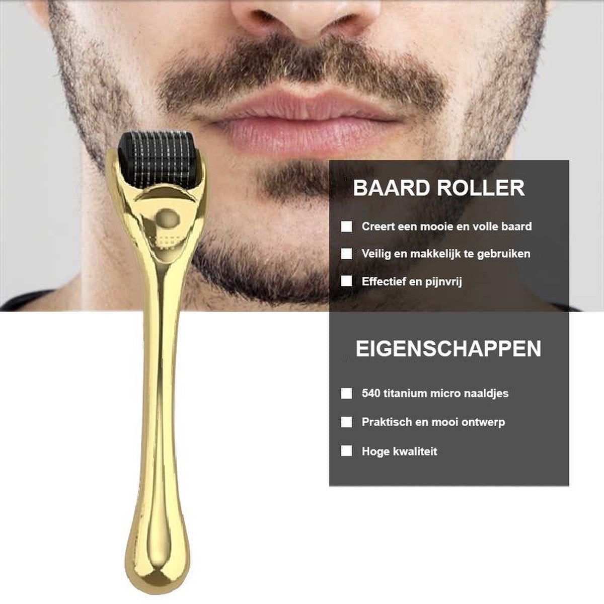 Baardroller Baardgroei DRS | Baard verzorging | Baardgroei versnellen | Derma Roller | Huidverzorging | Baardroller + bescherm box
