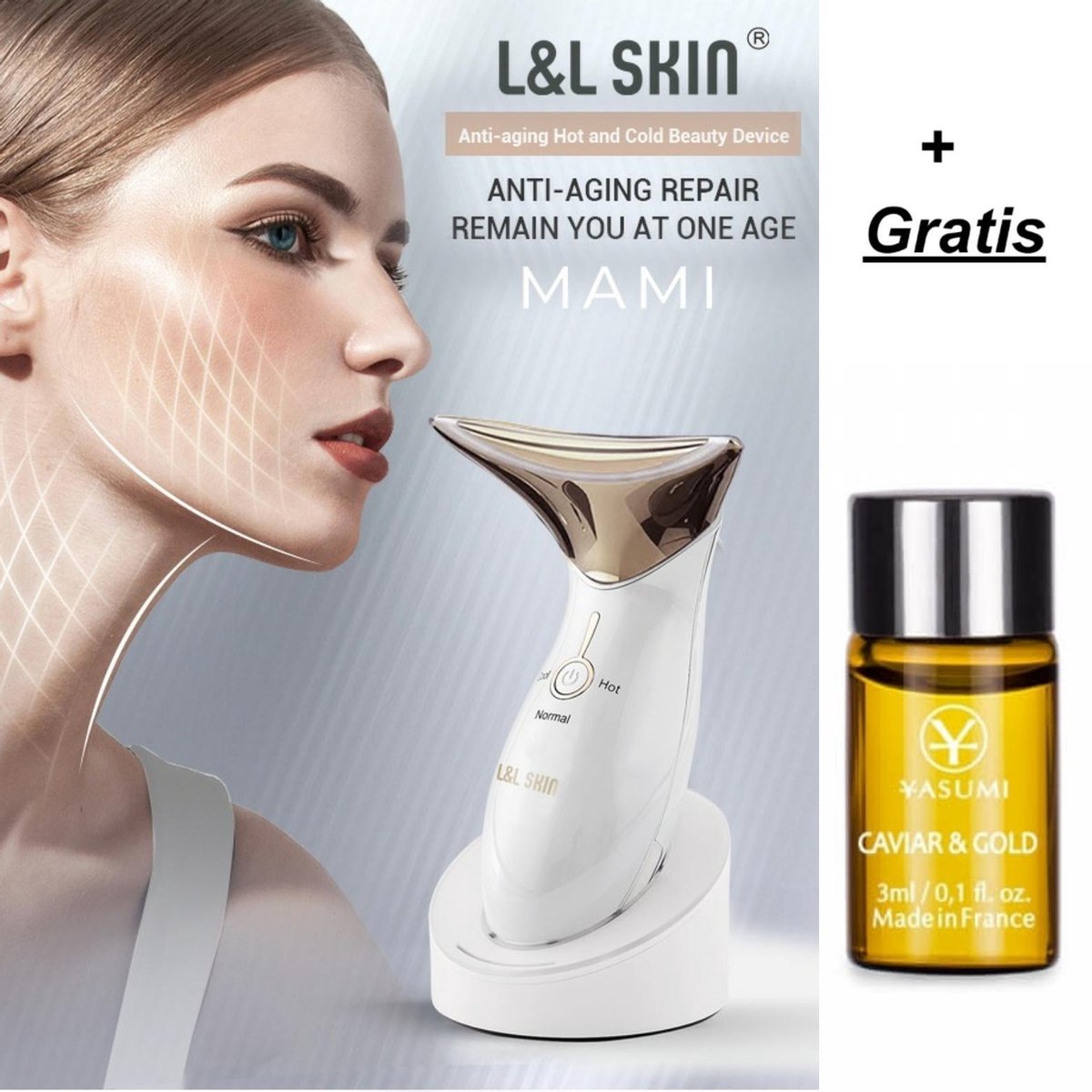 L&L SKIN - Anti-Aging Hot & Cold Beauty Device | Nekmassage en gezichtmassage apparaat | Mesotherapie Massage | Wegwerking dubbele kin | Huidverjongingsapparaat PRO | Gezichtverzorging