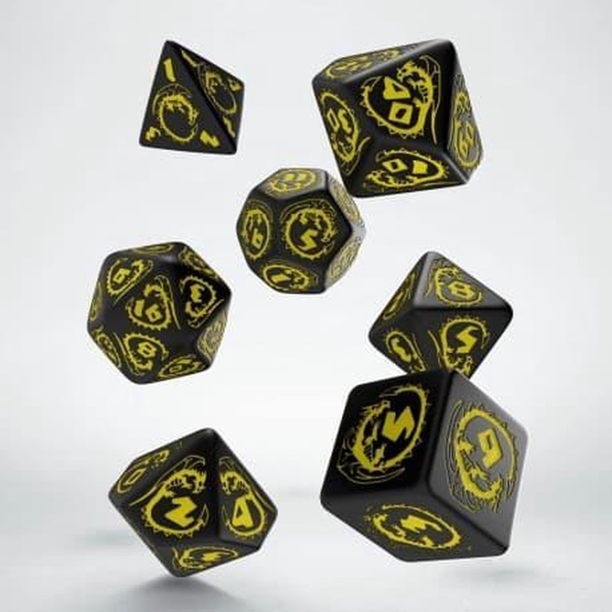 Dragons Dice Set black & yellow (7)