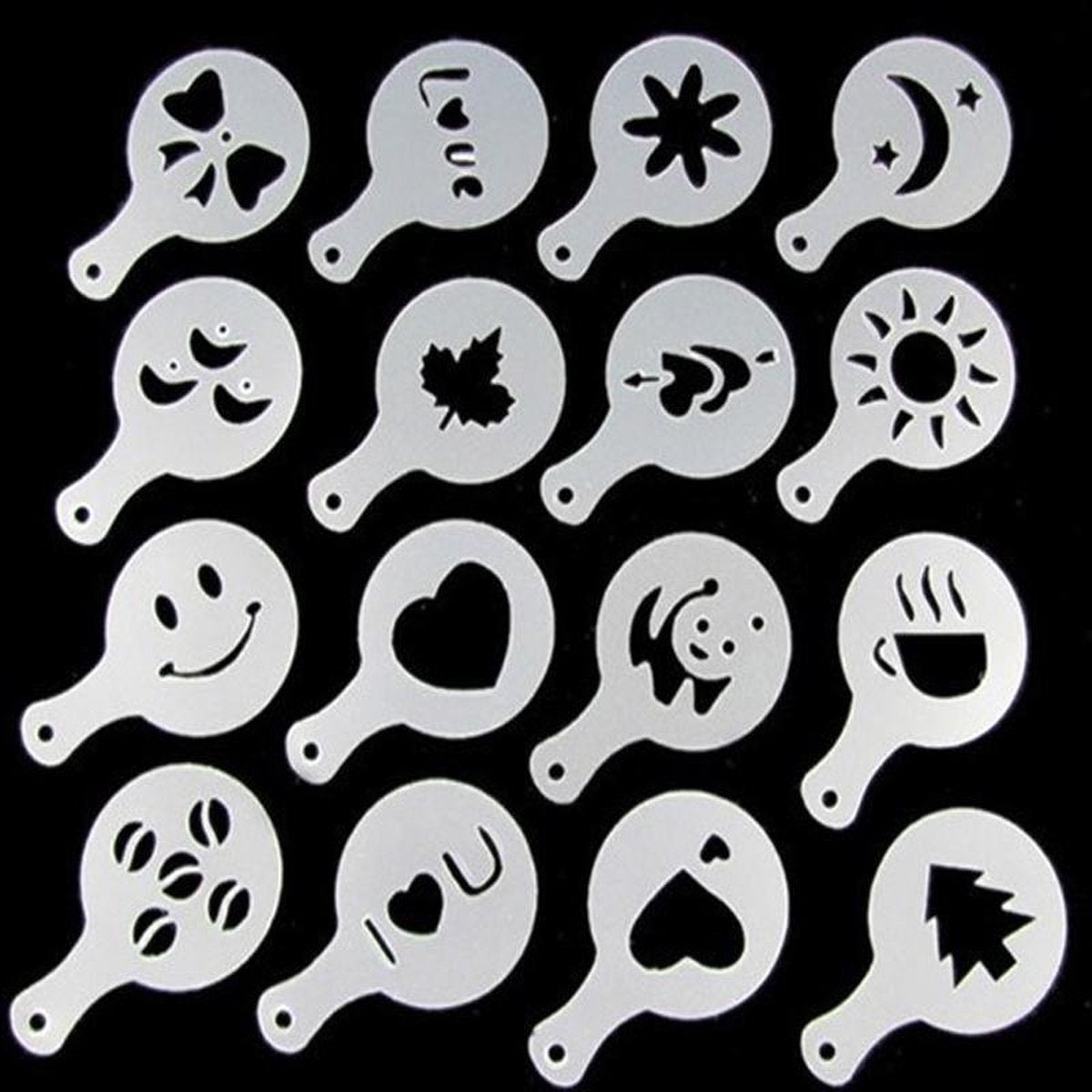 16 stuks koffie stencil filter - sjablonen mal - tools