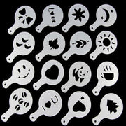 16 stuks koffie stencil filter - sjablonen mal - tools