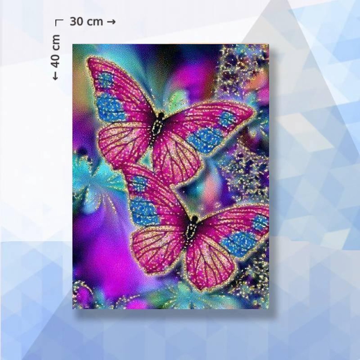 Diamond Painting Pakket Roze Vlinders - ronde steentjes - 30 x 40 cm