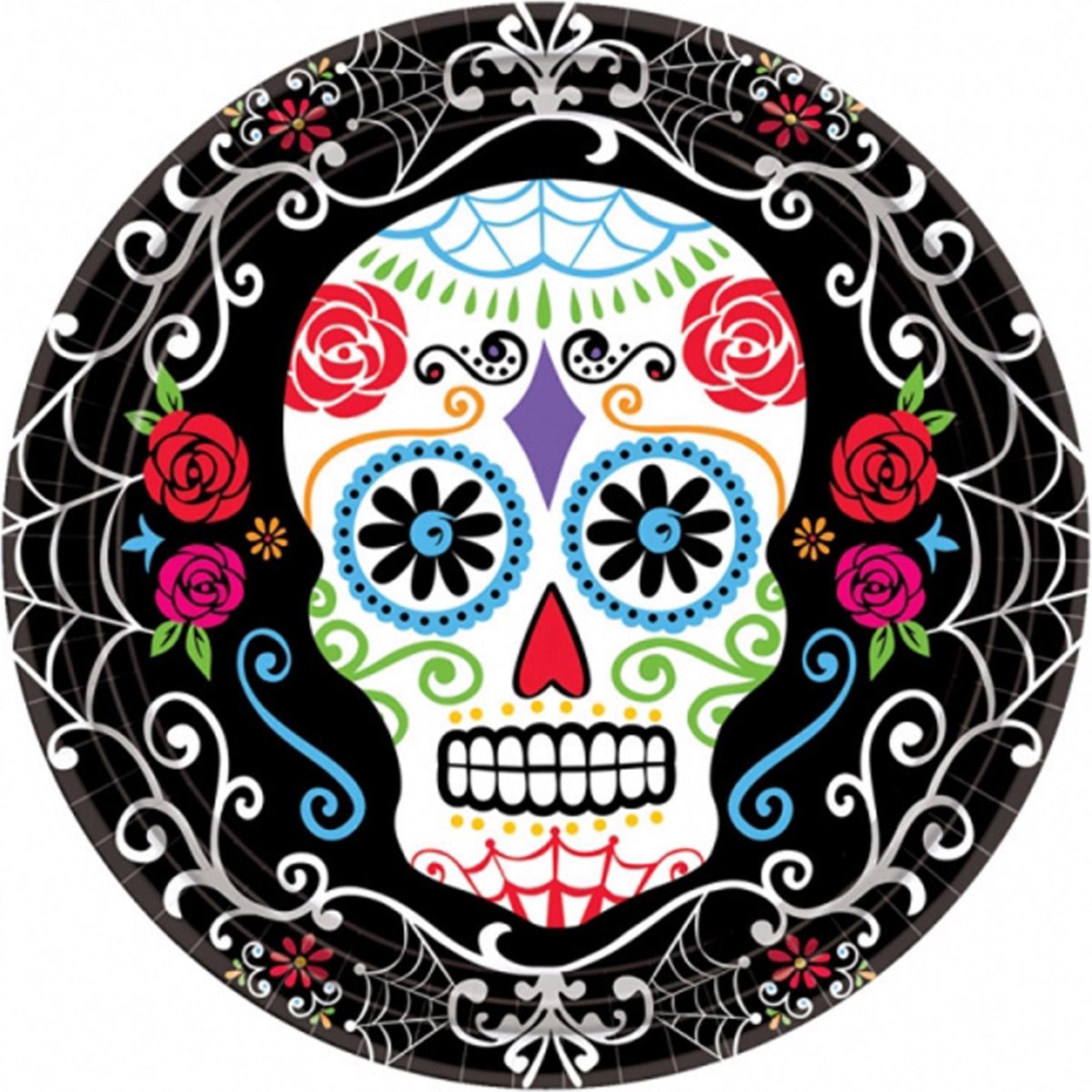 AMSCAN - 10 bordjes Dia de los Muertos schedel - Decoratie > Borden