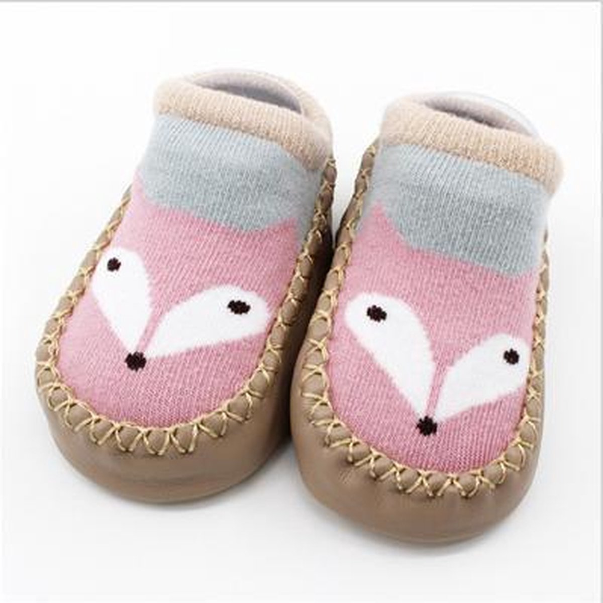 JillyBee - Baby Sokjes - Slofsokken - Sloffen - Antislip - Bruin - 14cm