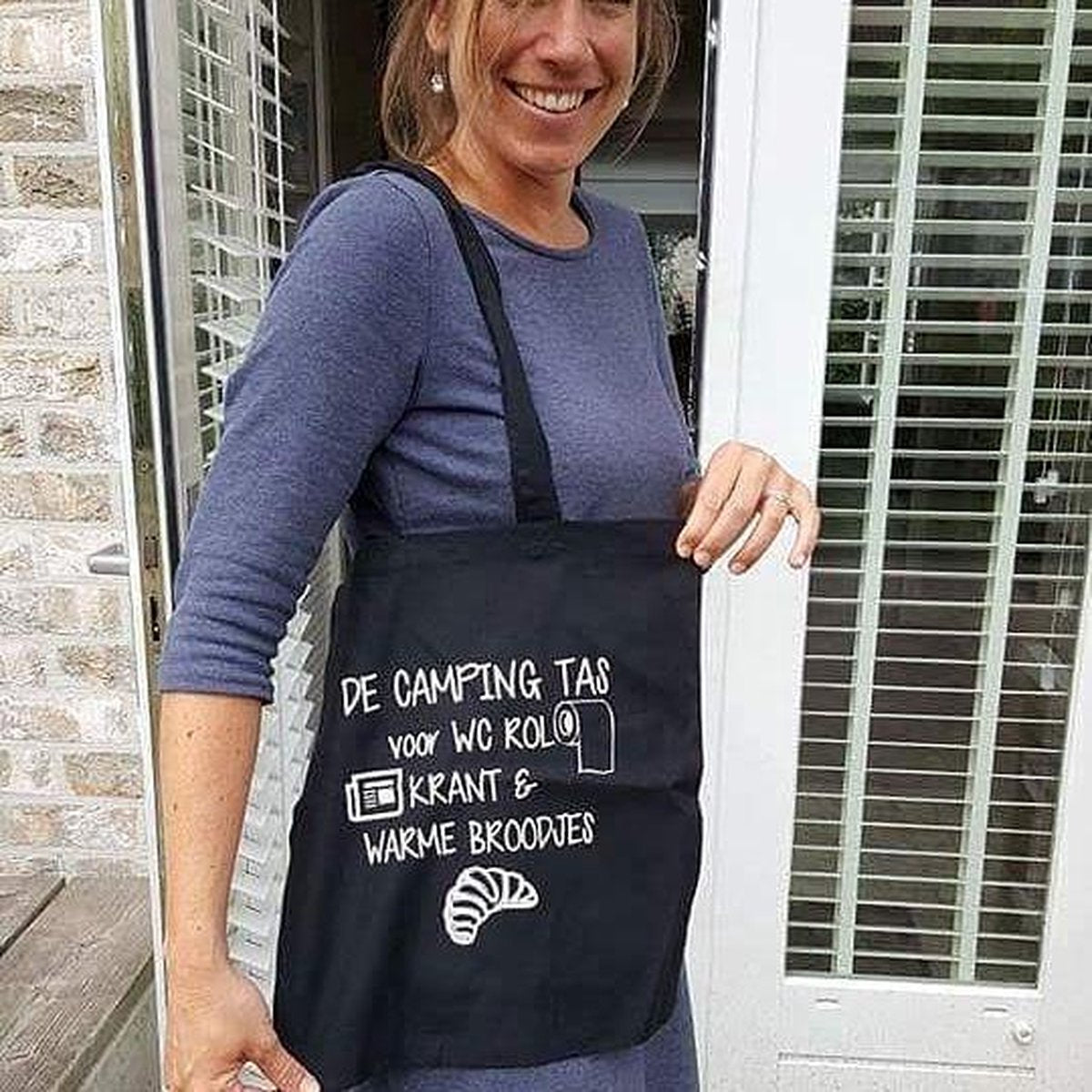 Tas tekst set van 2 | De camping Tas zwart voor WC rol