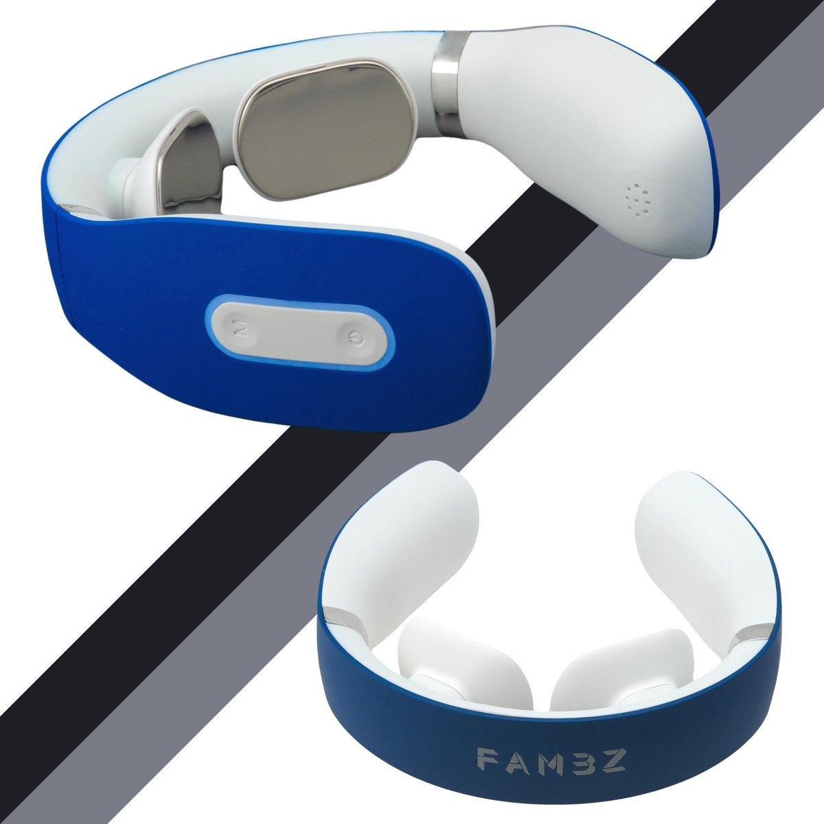 Fambz Ultimate Infrarood Nekmassage Apparaat (Blauw) - 5 Verschillende Massages met 16 Snelheden - Geschikt voor Nekklachten / Migraine / Stijfheid / Stress - Massageapparaat voor Nek / Schouder - Massagekussen - Warmte Massage Kussen