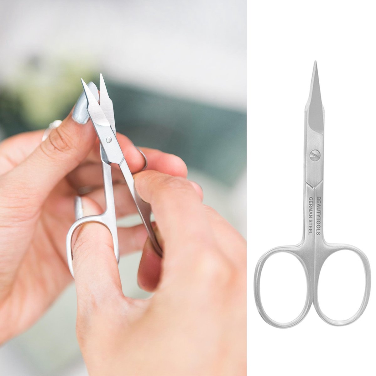 BeautyTools Professioneel Stevige Nagelschaar voor Vingernagels en Teennagels - Pedicure en Manicure Schaar - Gebogen snijvlak – 9 cm (NS-0850) INOX