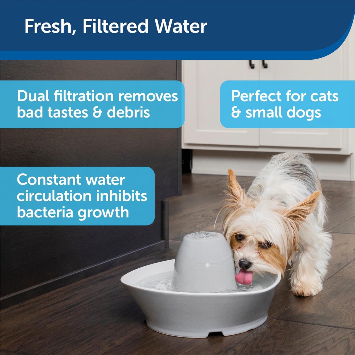 PetSafe® Streamside Ceramic Pet Fountain - Keramische drinkfontein voor katten en kleine honden - Water borrelt zacht over de toren - Door het design van alle kanten bereikbaar - 1