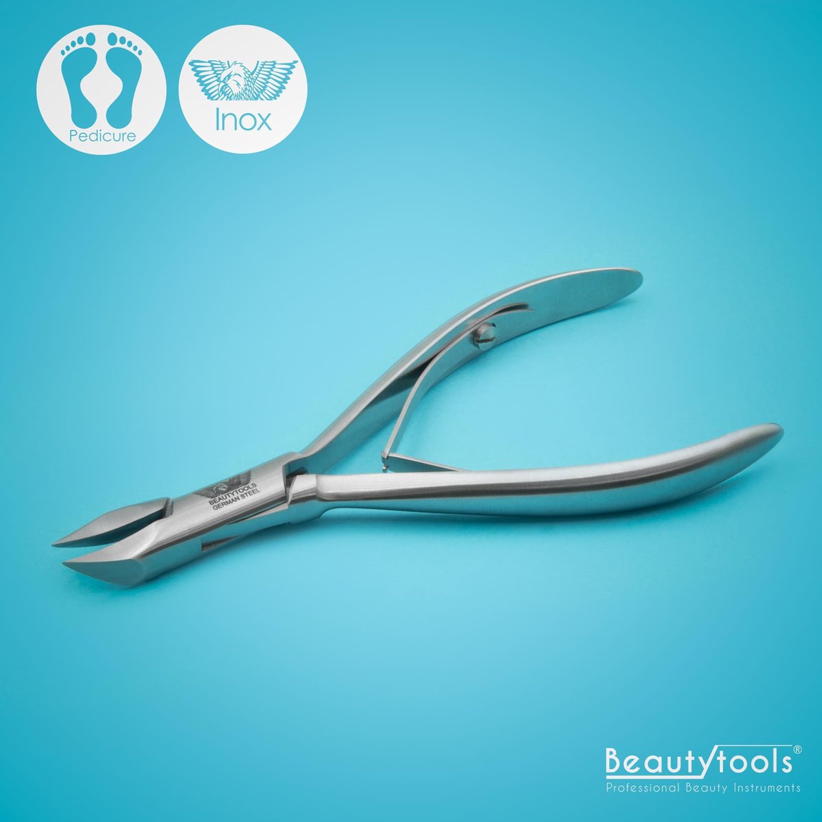 BeautyTools INOX Nagelknipper/Nageltang Voor Pedicure Met Spitse Punt Voor Nagelhoekjes - Voor Harde Teennagels - 16 mm Gebogen Bek (NN-0072)
