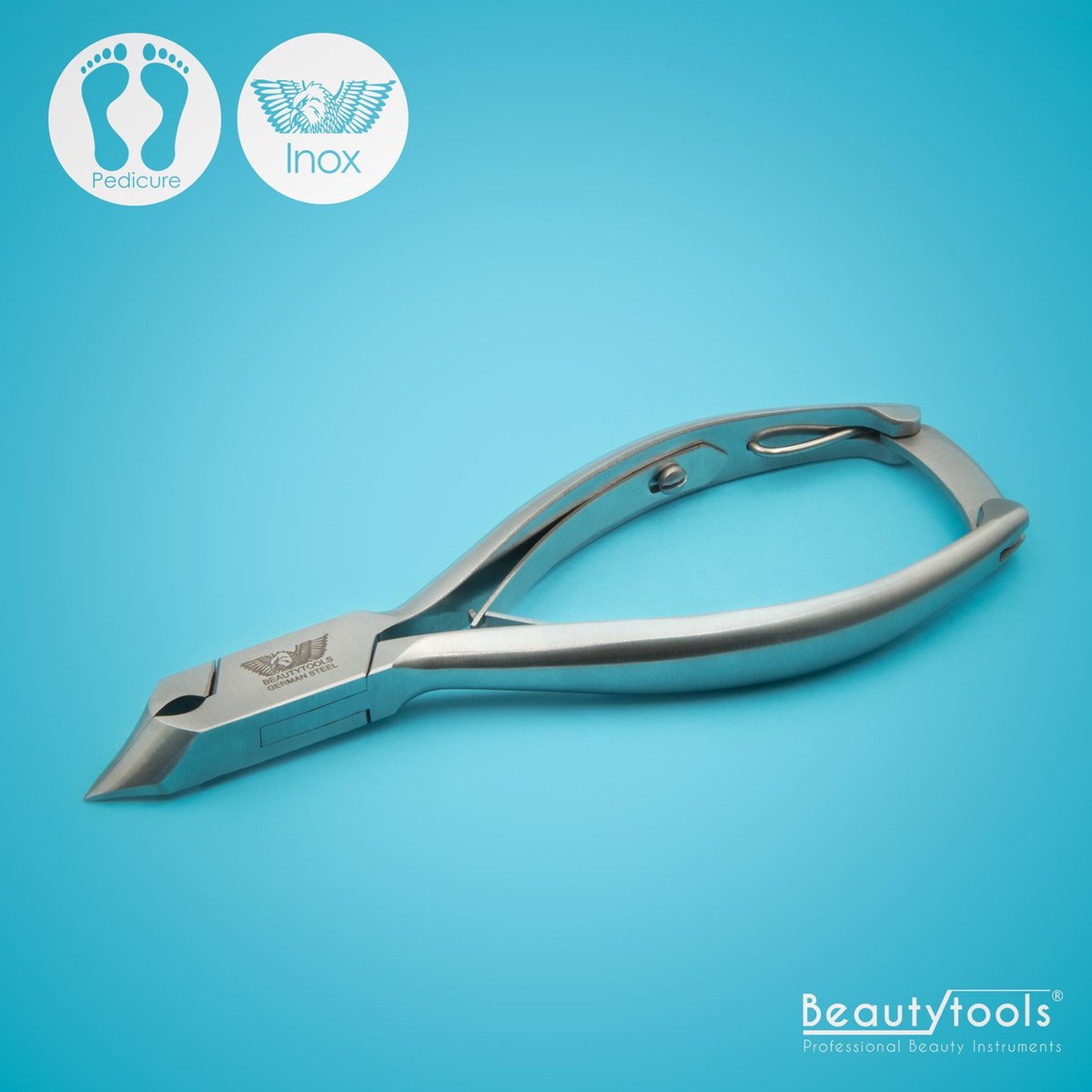 PROMO! BeautyTools INOX Nagelknipper/Nageltang Voor Ingegroeide Harde Teennagels En Kalknagels - Dwarssnittang (Halve Kopknipper) - 15 mm Gebogen Bek (NN-2380)