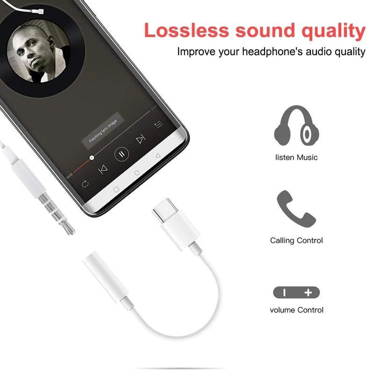 Kabel adapter USB-C - Type C - Huawei - 3.5mm jack - USB Type C naar aux- 3 STUKS