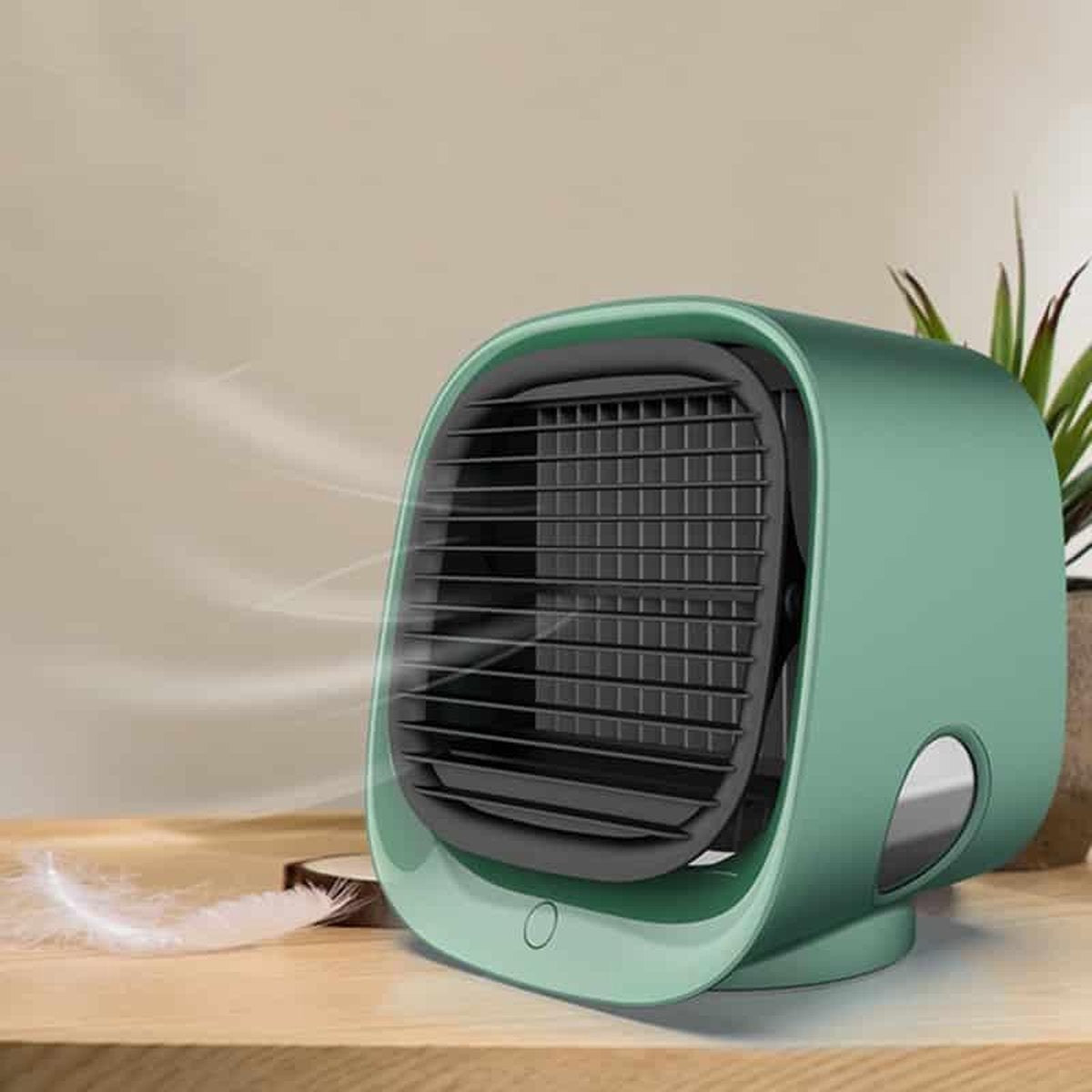 Mini multifunctionele luchtbevochtiging aromatherapie ventilator draagbare kantoor thuis desktop airconditioning ventilator (moran groen)