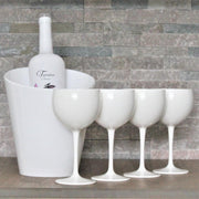 Cadeau set - 4 witte onbreekbare rosé glazen met IJskoeler
