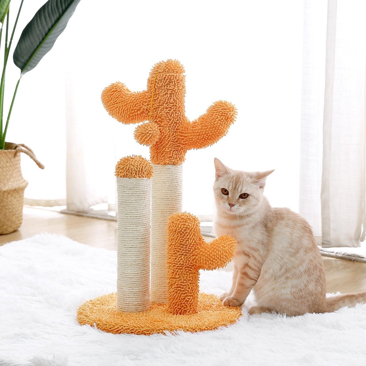 Baymate Leuke Cactus Huisdier Krabpaal Speelgoed met Bal Krabpalen voor Katten Kitten Klimmen Boom Kat Speelgoed Beschermen Meubels AMT0066OG L