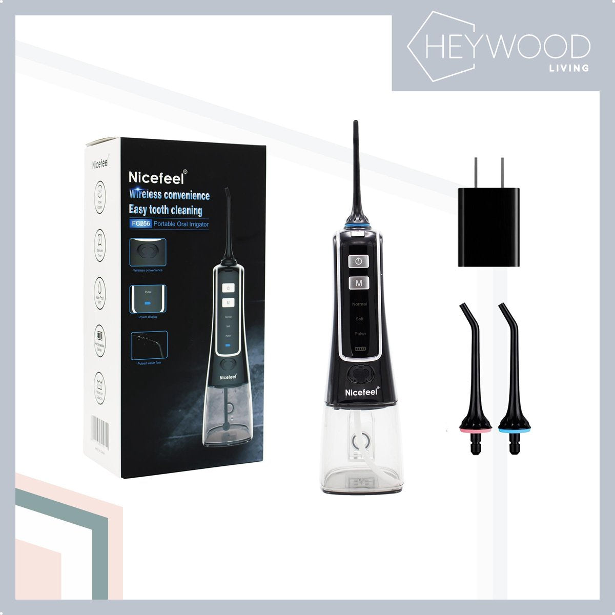 Waterflosser van Heywood Living - Waterpulse - Monddouche - Waterflosser Elektrisch - Waterflosser Draadloos en Oplaadbaar - Monddouche Waterflosser -