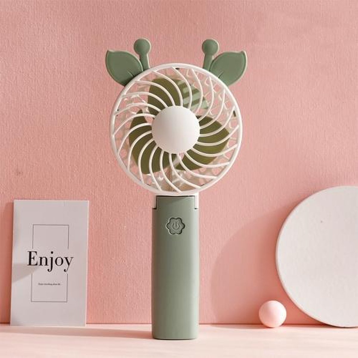 2 STKS USB Opladen Handheld Mini Ventilator Draagbare Hand Kleine Ventilator (XH04 Groen)