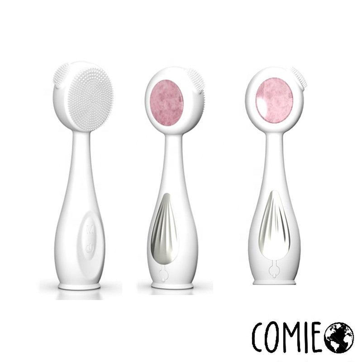 Comie Elektrische Gezichtsborstel - Jade Steen Massage Functie - 5 standen - Gratis Opberghoes - Wit