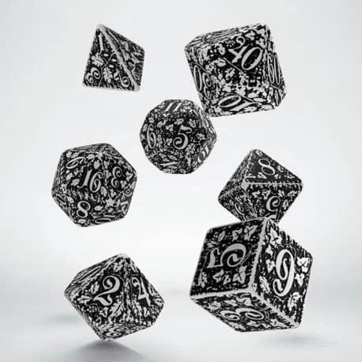 Forest 3D Dice Set white & black (7)