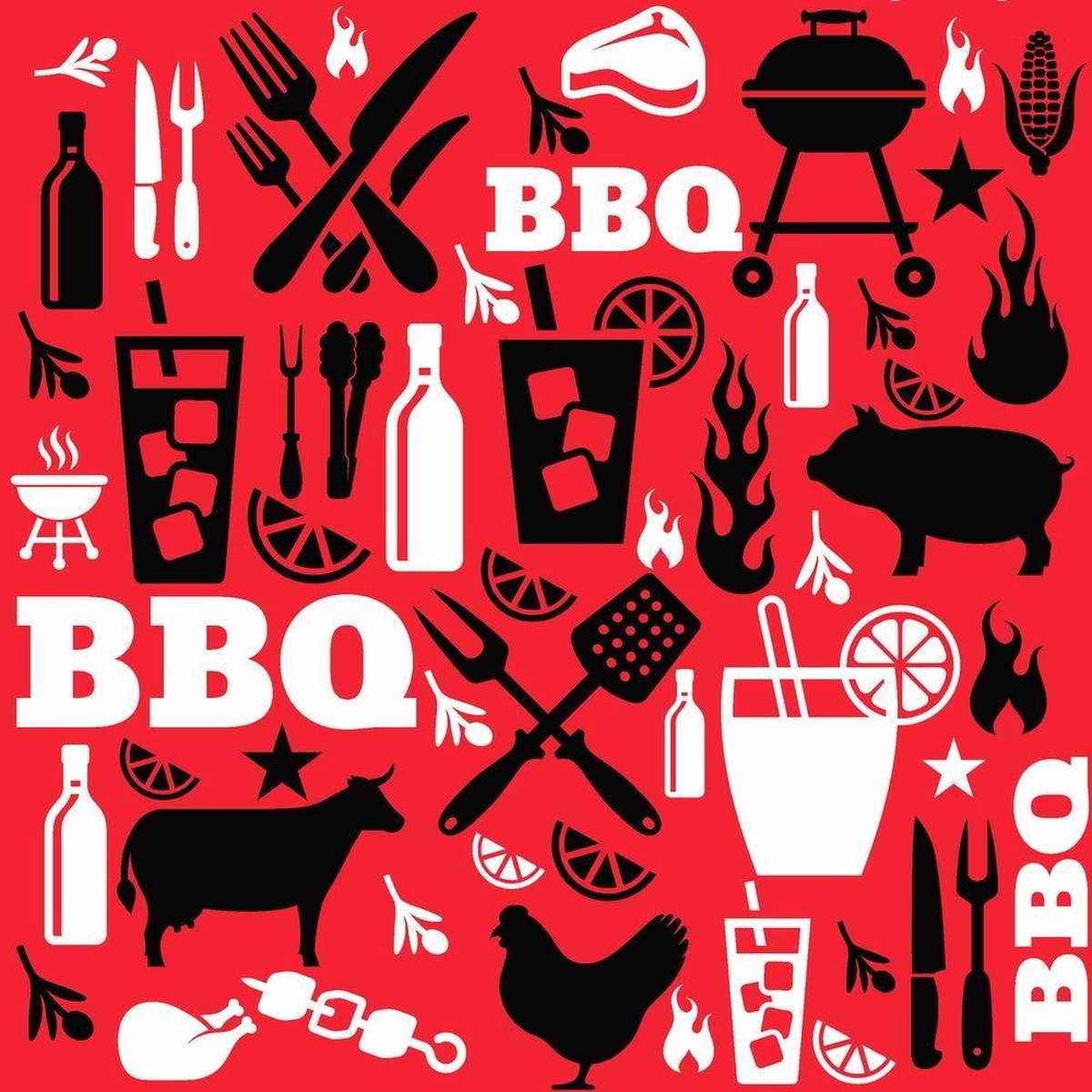 Duni Servetten Bbq 3-laags 33 Cm Rood 20 Stuks