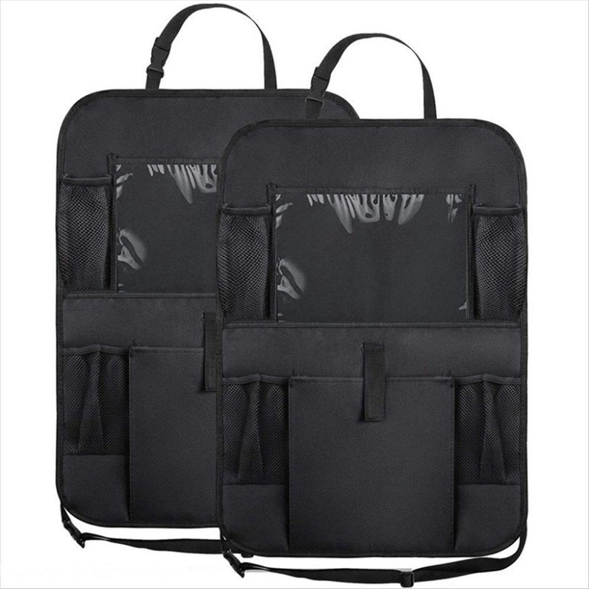 Hurkens Enterprise - universele autostoel organizer - opbergsysteem auto - set van 2 - multifunctioneel - tablet houder - 10 opbergvakken - water bestendig