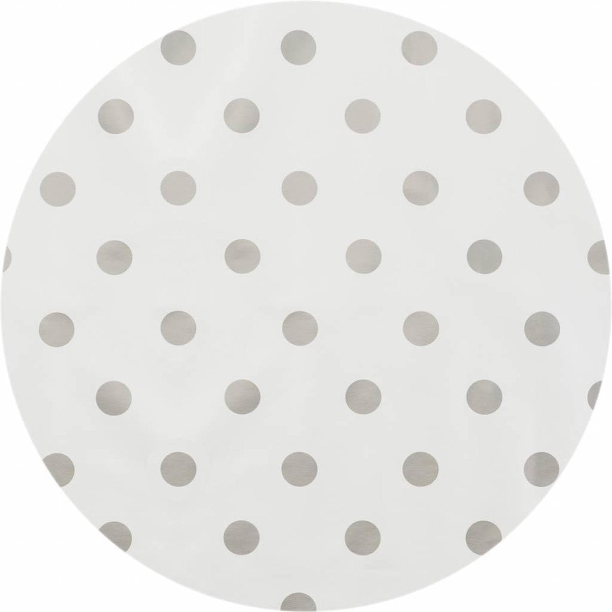 MixMamas Tafelzeil Rond - Ø 140 cm - Stippen - Wit/Zilver
