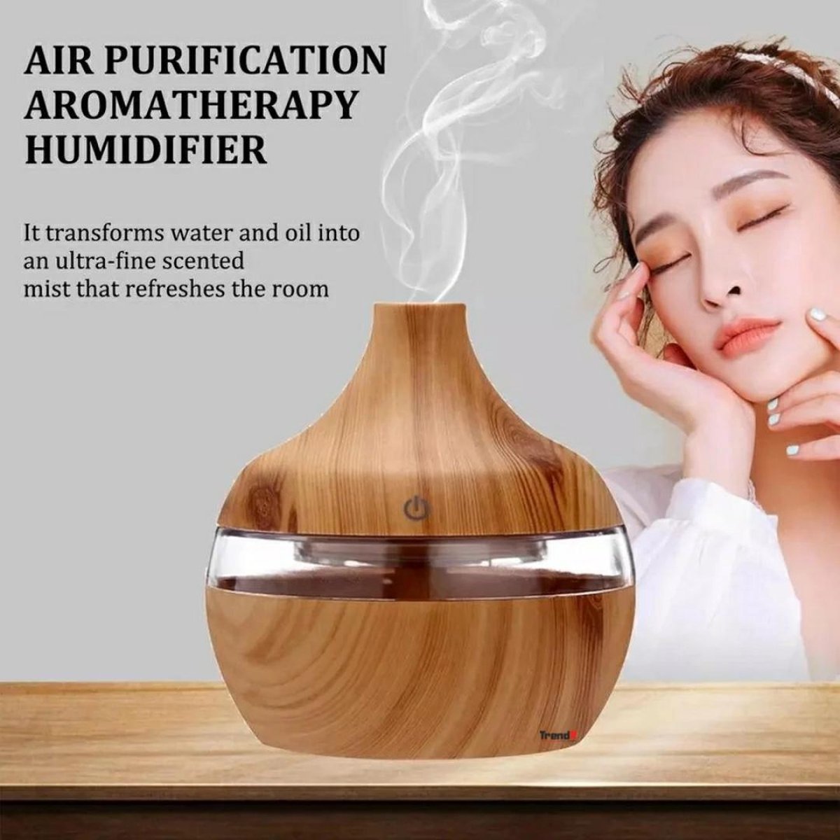LED  Hout Luchtbevochtiger - Aroma Olie Diffuser - Aromatherapie - Air Purifier - 300ML - 7 Kleur LED Verlichting - USB Ultrasone Luchtbevochtiger - Licht Hout