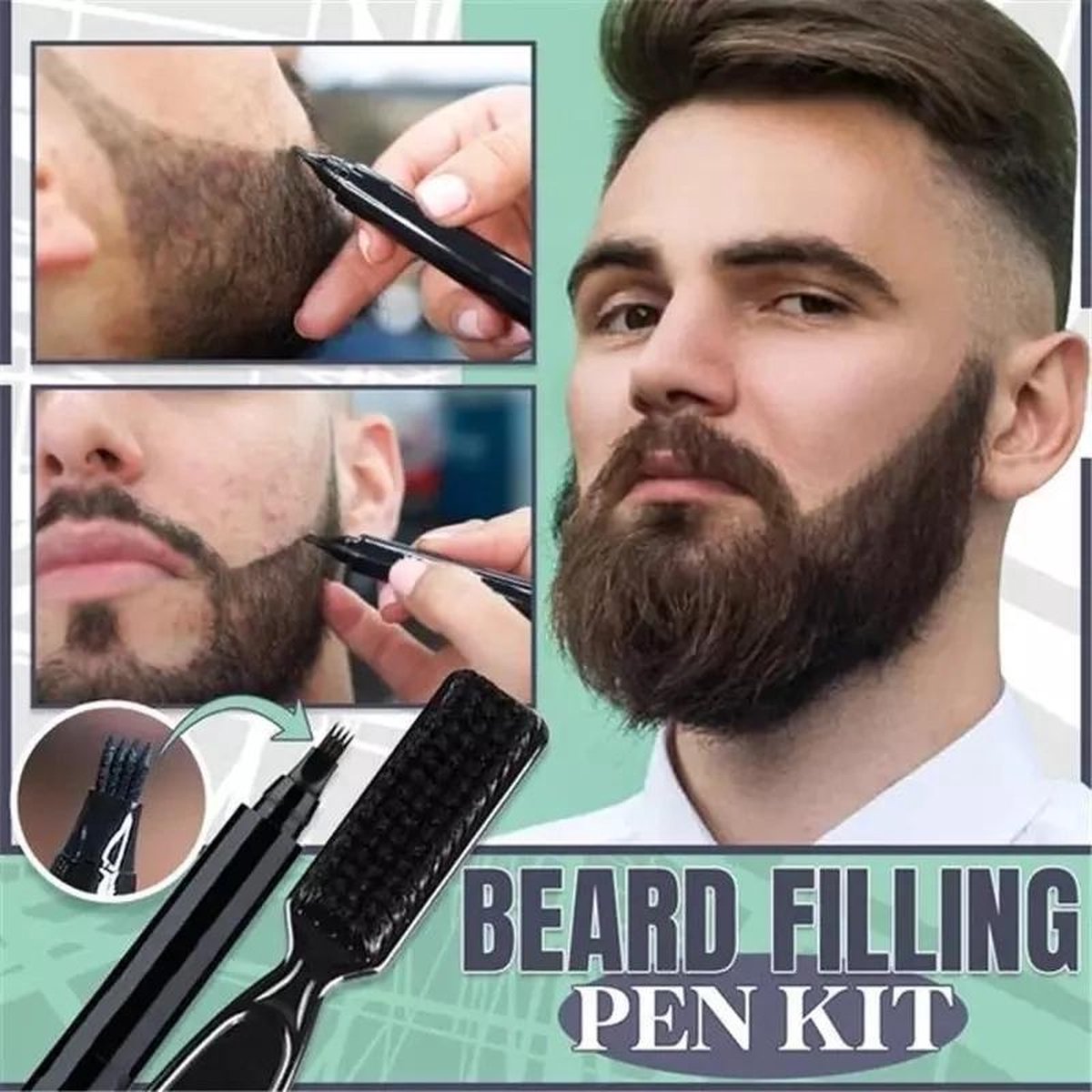 Missan: Baardgroei Original stift FILLER (Bruin) - Baard pen - Baard groei - Natural Beard Growth Stift - Baard pen