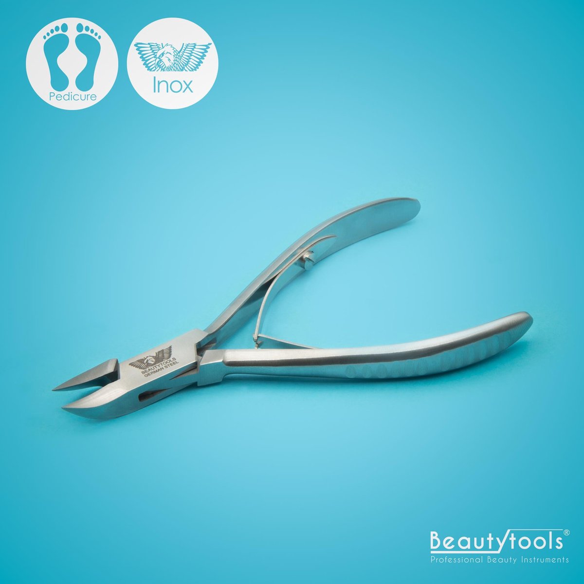 BeautyTools BasicCare INOX Nagelknipper/Nageltang Voor Manicure/Pedicure Met Spitse Punt Voor Nagelhoekjes – Voor Vinger- en Teennagels - 14 mm Gebogen Bek (NN-2588)