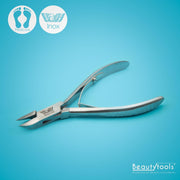 BeautyTools BasicCare INOX Nagelknipper/Nageltang Voor Manicure/Pedicure Met Spitse Punt Voor Nagelhoekjes – Voor Vinger- en Teennagels - 14 mm Gebogen Bek (NN-2588)