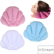 Badkussen - opblaasbaar badkussen - inflatable pillow - Schelp -roze/blauw/wit