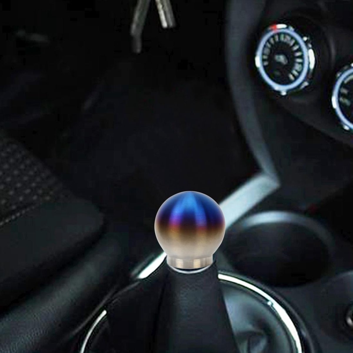 Universal Car Blue Ball Shape Gear Shifter Lever Manual Automatic Shift Knob Adapter