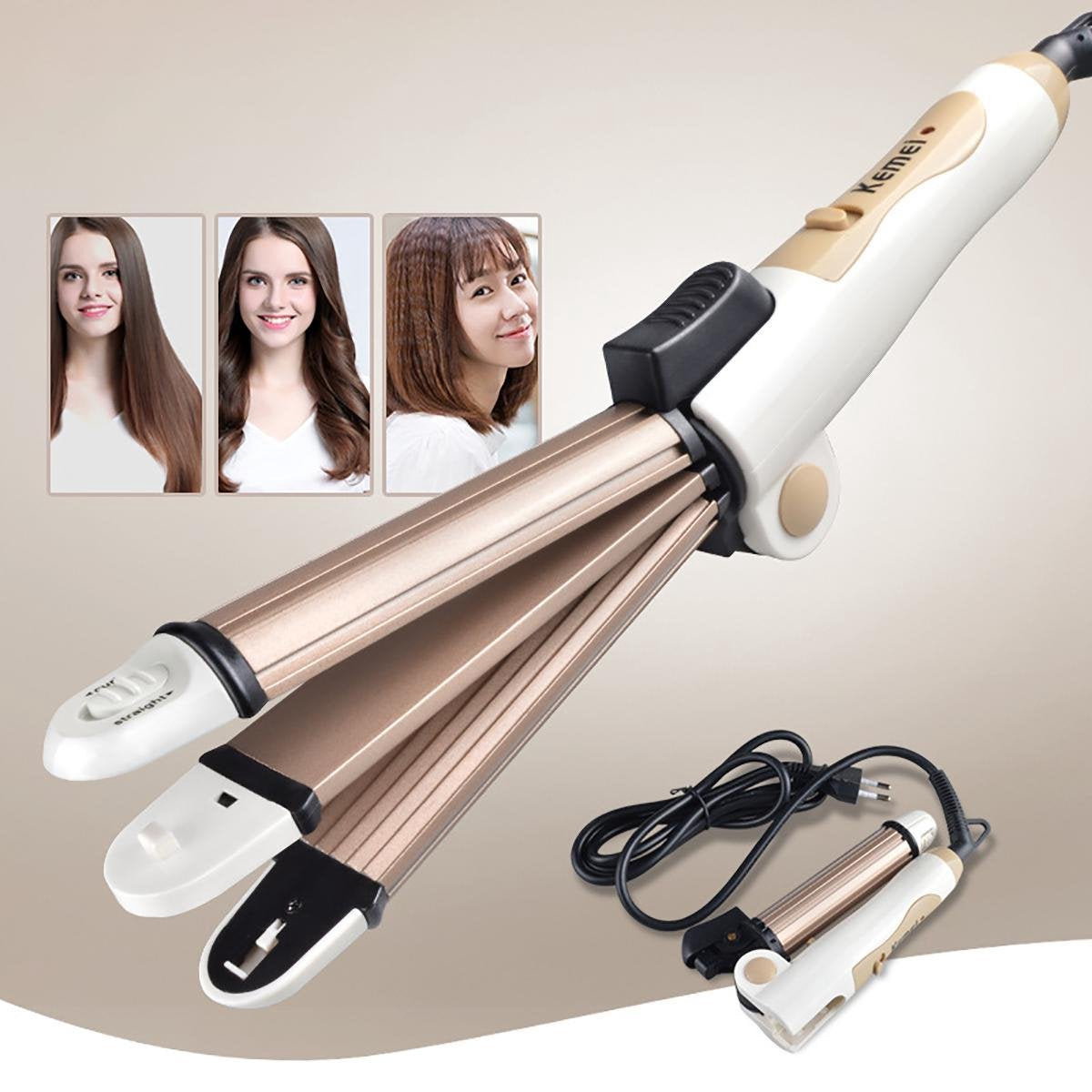 Kemei Multifunctioneel Krultang | 3-in-1 Opvouwbare Krultang | KM-8851