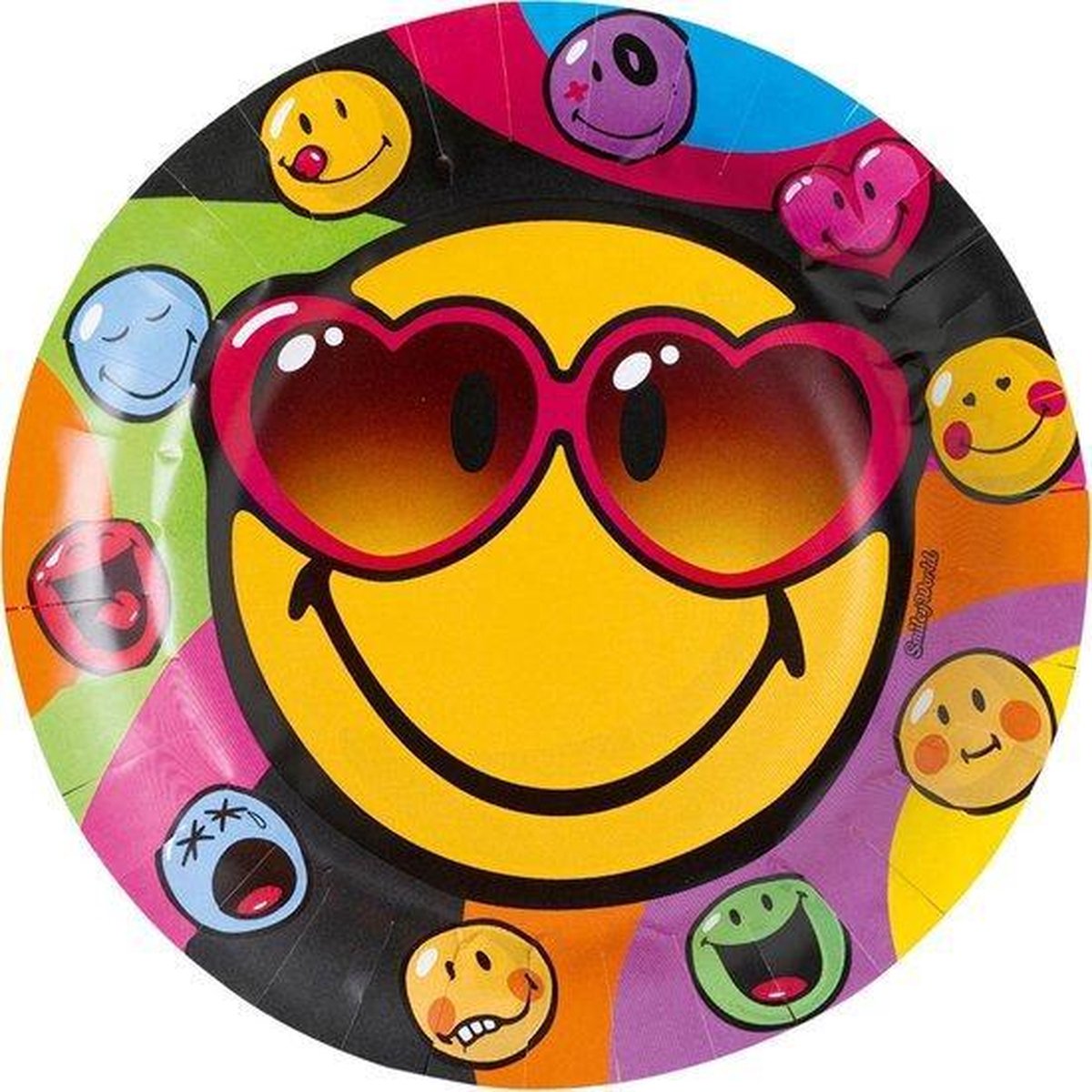 8x wegwerp borden - smiley - party - 23 cm