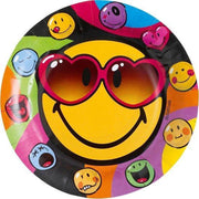 8x wegwerp borden - smiley - party - 23 cm