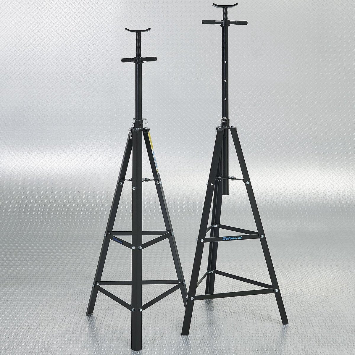Datona® Assteunen hoog 2 ton met spindel (2 stuks) - Zwart