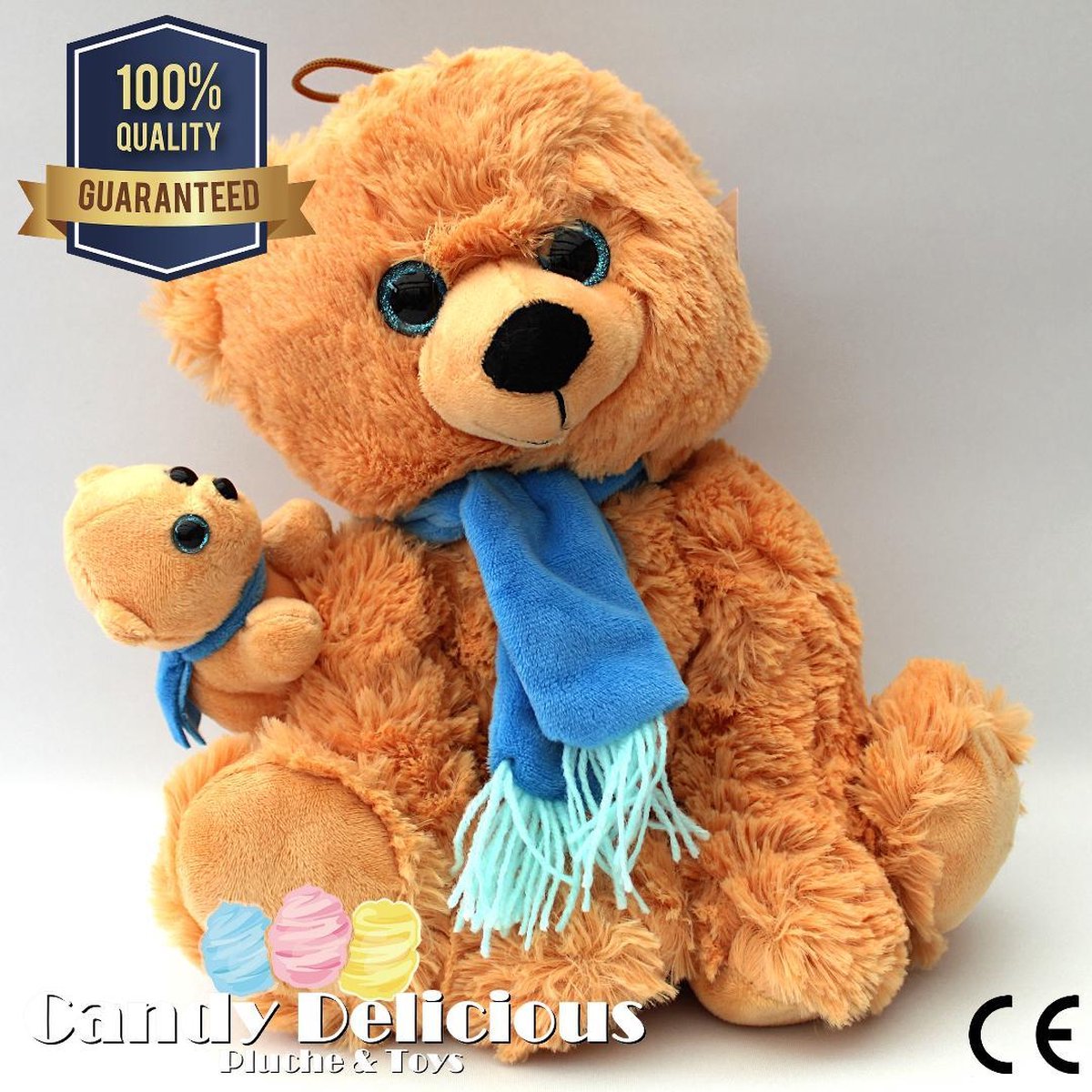 Bruin Pluche Knuffel Beer met Baby Beer 25 cm