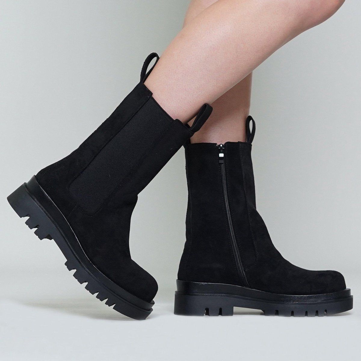Hoge chelsea boots suède in 2 kleuren 36 / Zwart