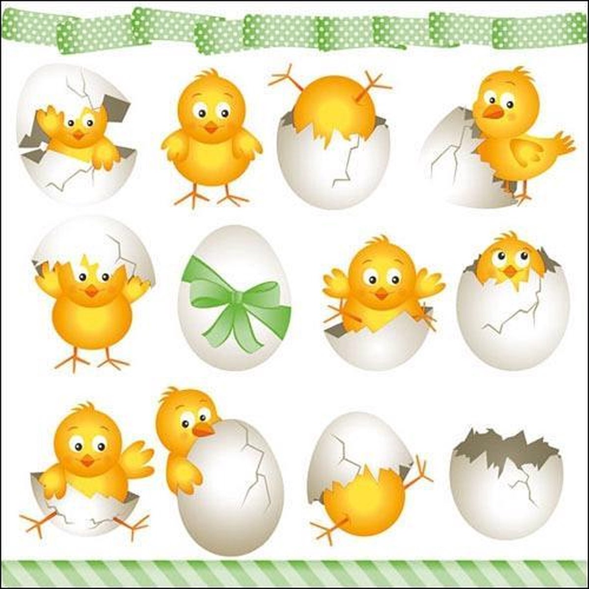 20x Pasen thema servetten kuikentjes 33 x 33 cm - Paasontbijt tafeldecoratie papieren wegwerp servetjes - Pasen versieringen/decoraties