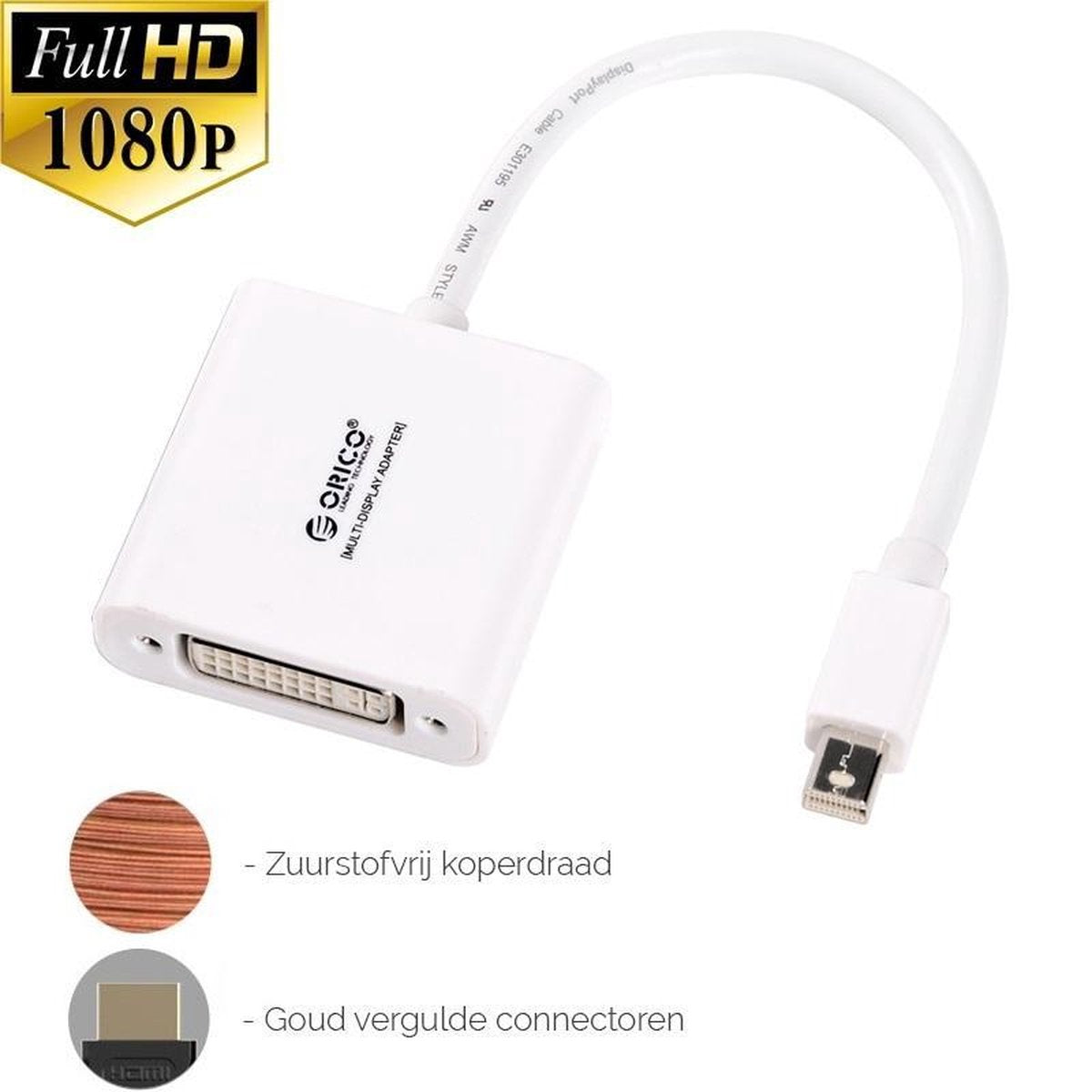 Orico - Mini Displaypoort naar DVI Adapter - 1080P - Voor MacBook