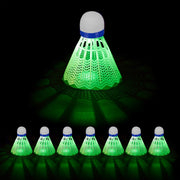 relaxdays lichtgevende badminton shuttles - set van 8 - met LED - voor buiten - pluimpjes