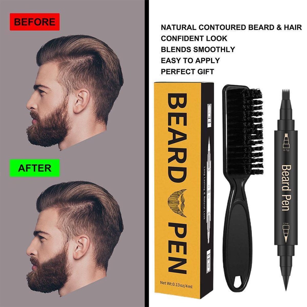 Missan: Waterproof Baardgroei stift FILLER (zwart) - Baard pen - Baard groei - Baard pen