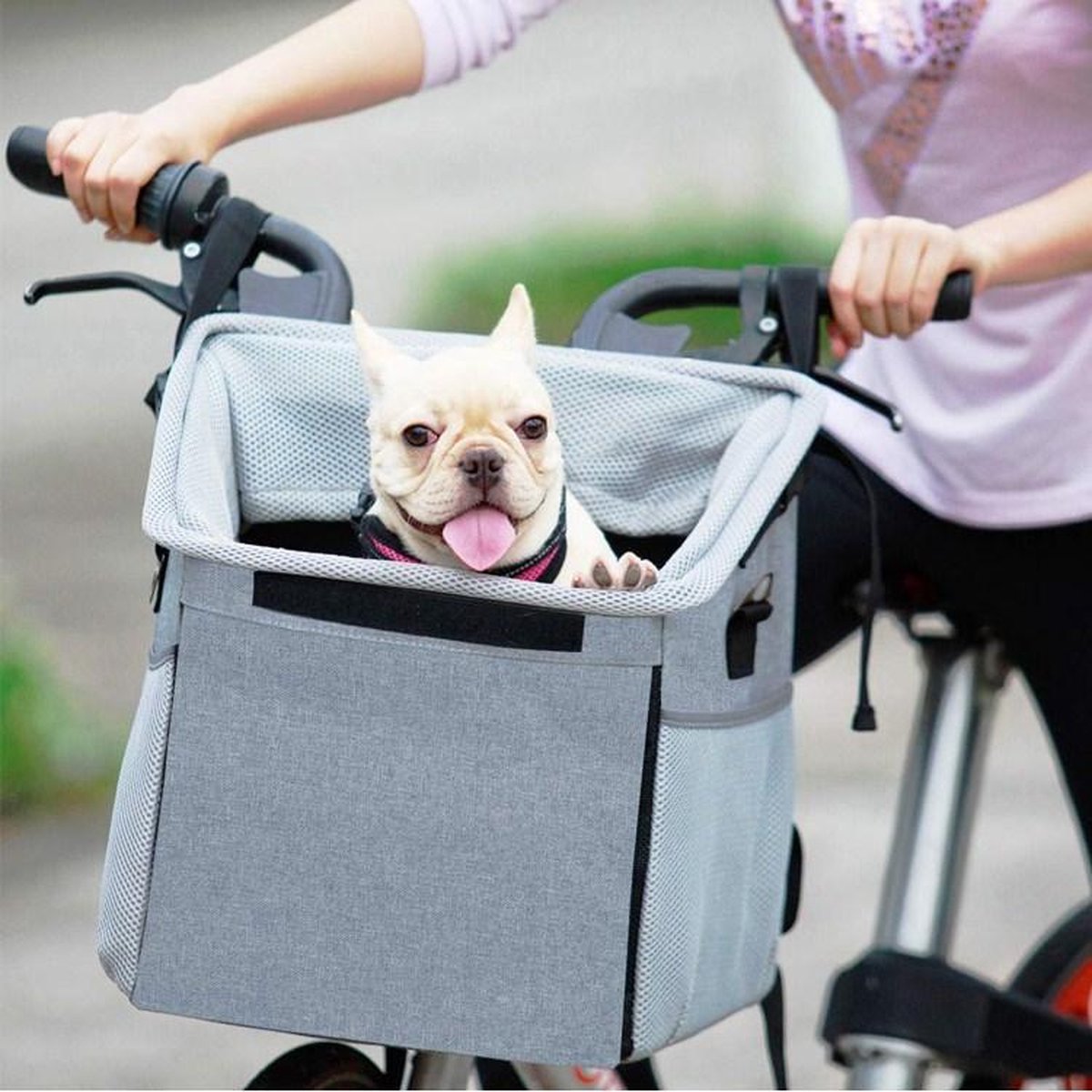 Petspace Huisdieren fietstas - Honden fietsmand - Fietsmand voor honden - Hondenfietsmand voorop - Grijs