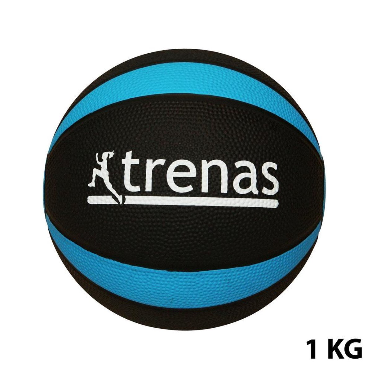 Trenas - Pro Medicijnbal -Medicine bal - Rubber - 1 kg - Zwart-Licht Blauw