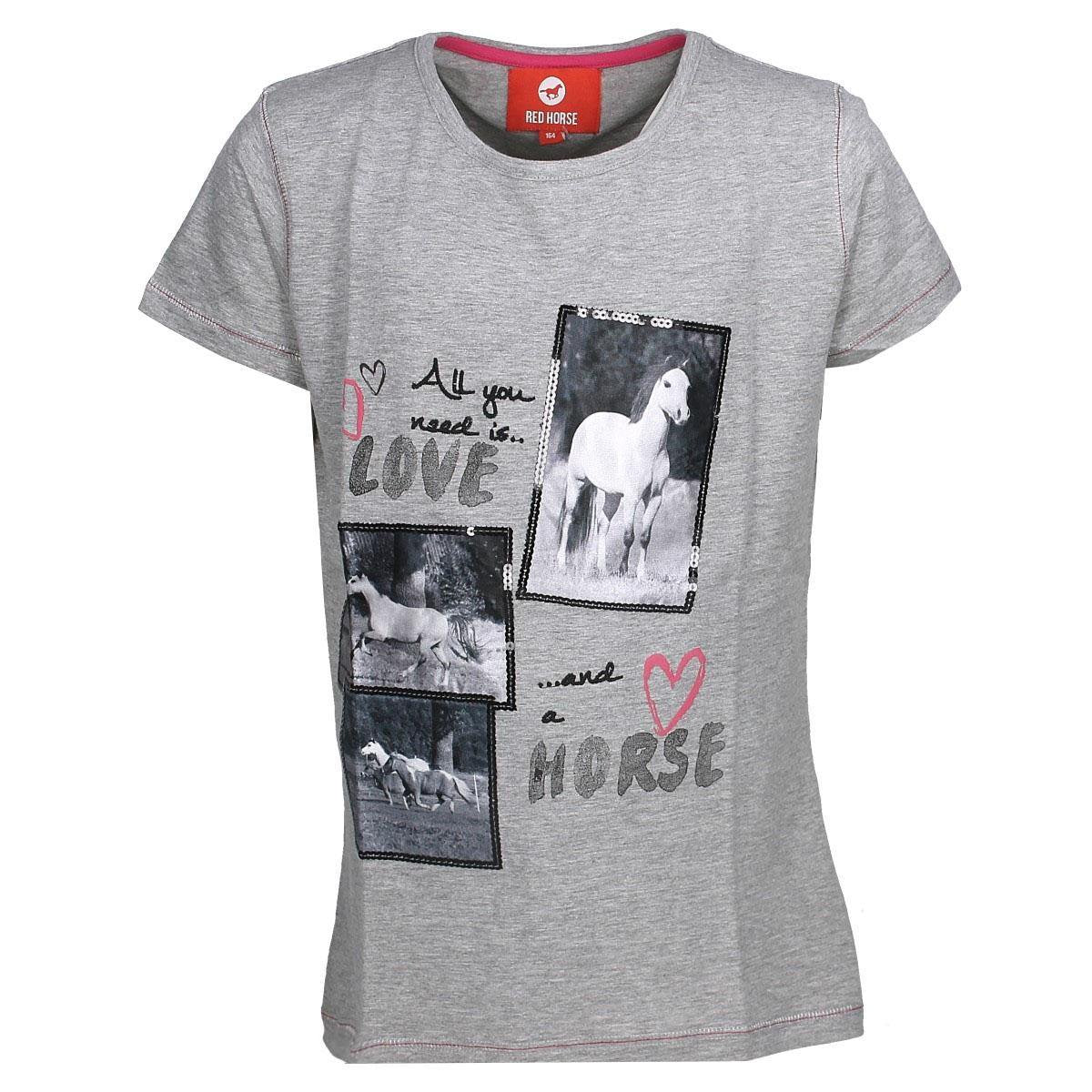 Red Horse Shirt  Met Print Kids - Grey - 116