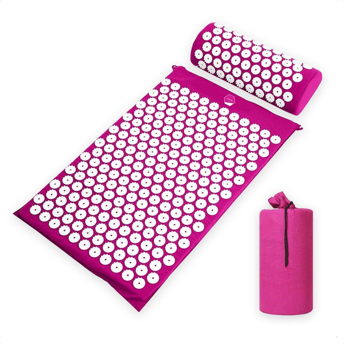 Acupressure Mat en Kussen - Spijkermat + kussen set - Acupunctuur Set - Massage & Ontspanning - 65x40 cm - Paars